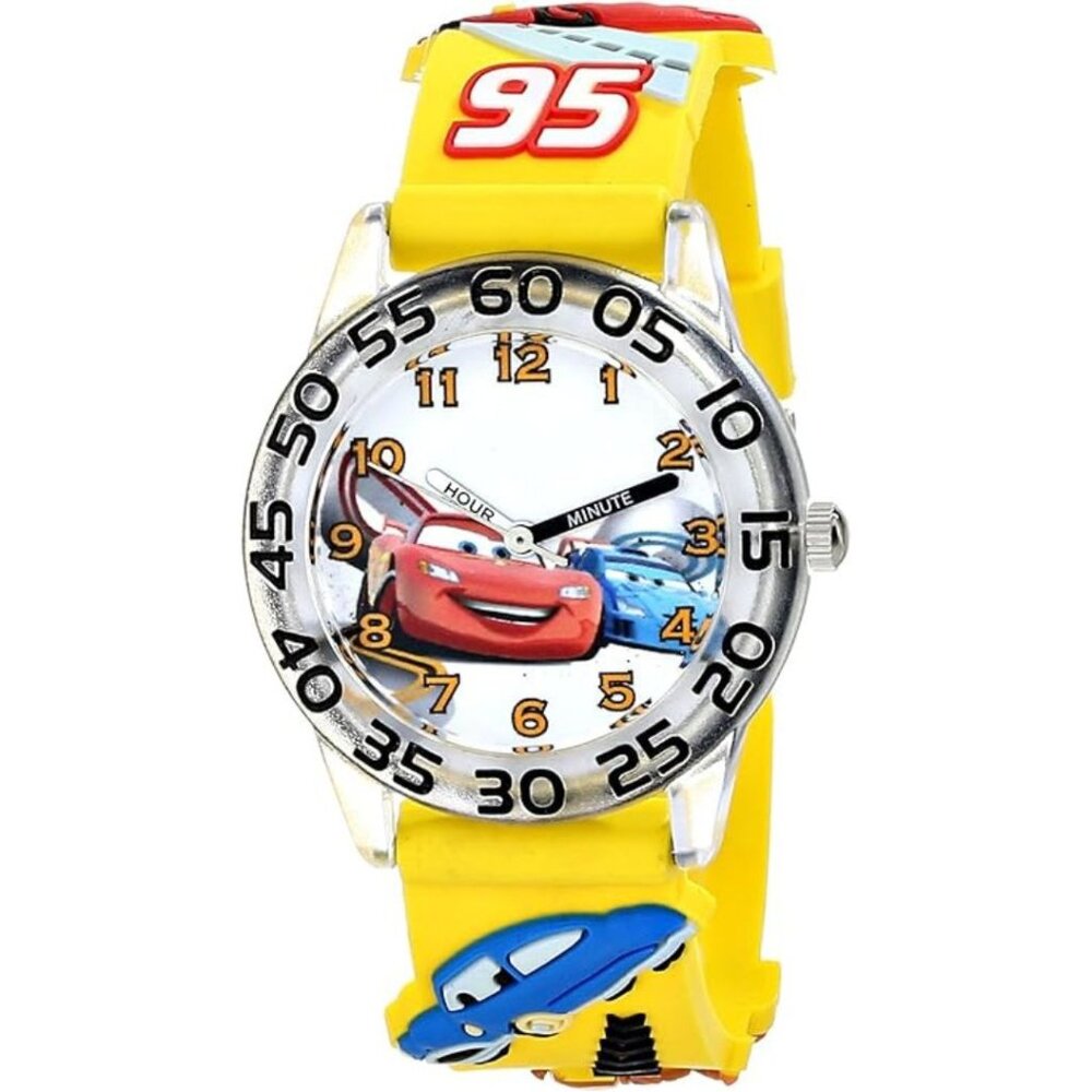 NWT - Disney Cars Kids' Plastic Time Teacher Analog Quartz 3D Strap Watch
